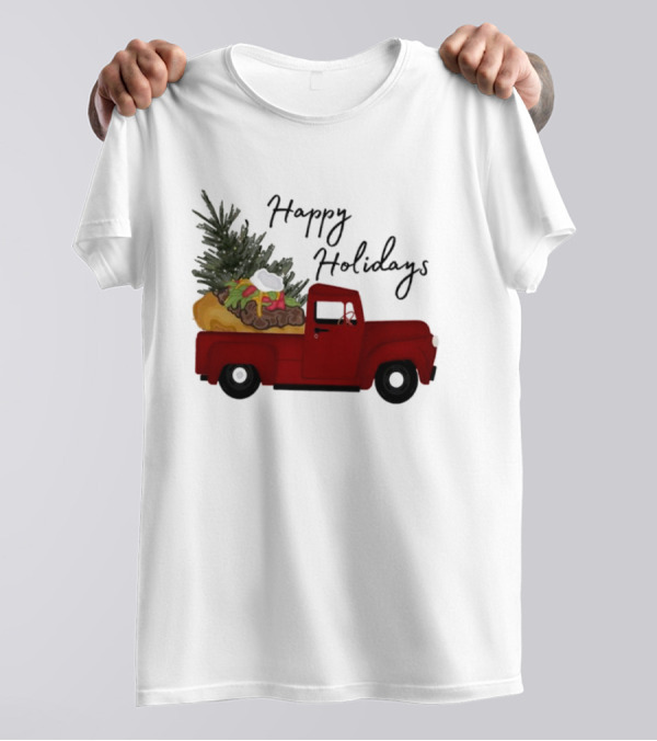 Happy Holidays Red Truck With Taco And Tree T-Shirt