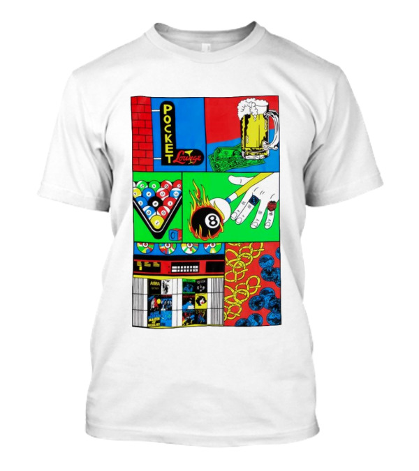 Pocket Lounge Ringer Billiards Beer Music Retro 80s T-Shirt