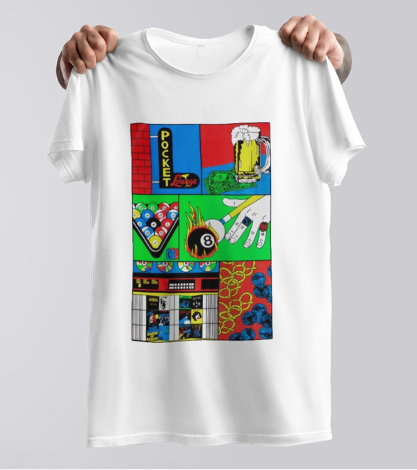 Pocket Lounge Ringer Billiards Beer Music Retro 80s T-Shirt