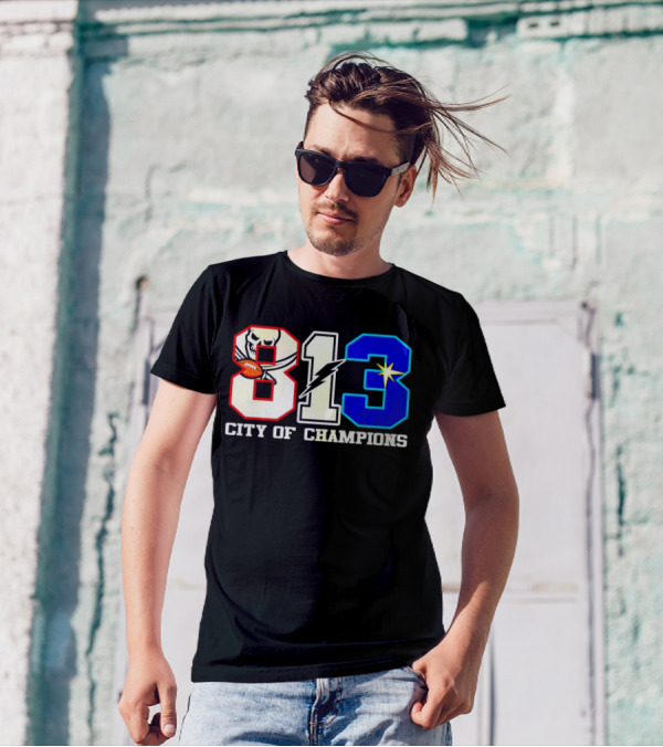 Tampa Bay 813 City Of Champions Buccaneers Lightning Rays T-Shirt