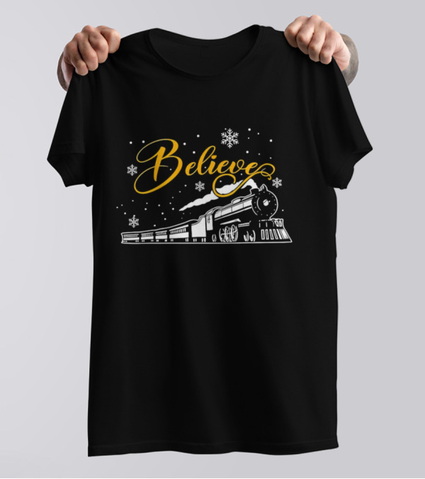 Believe Christmas Train Snowflake Magic T-Shirt