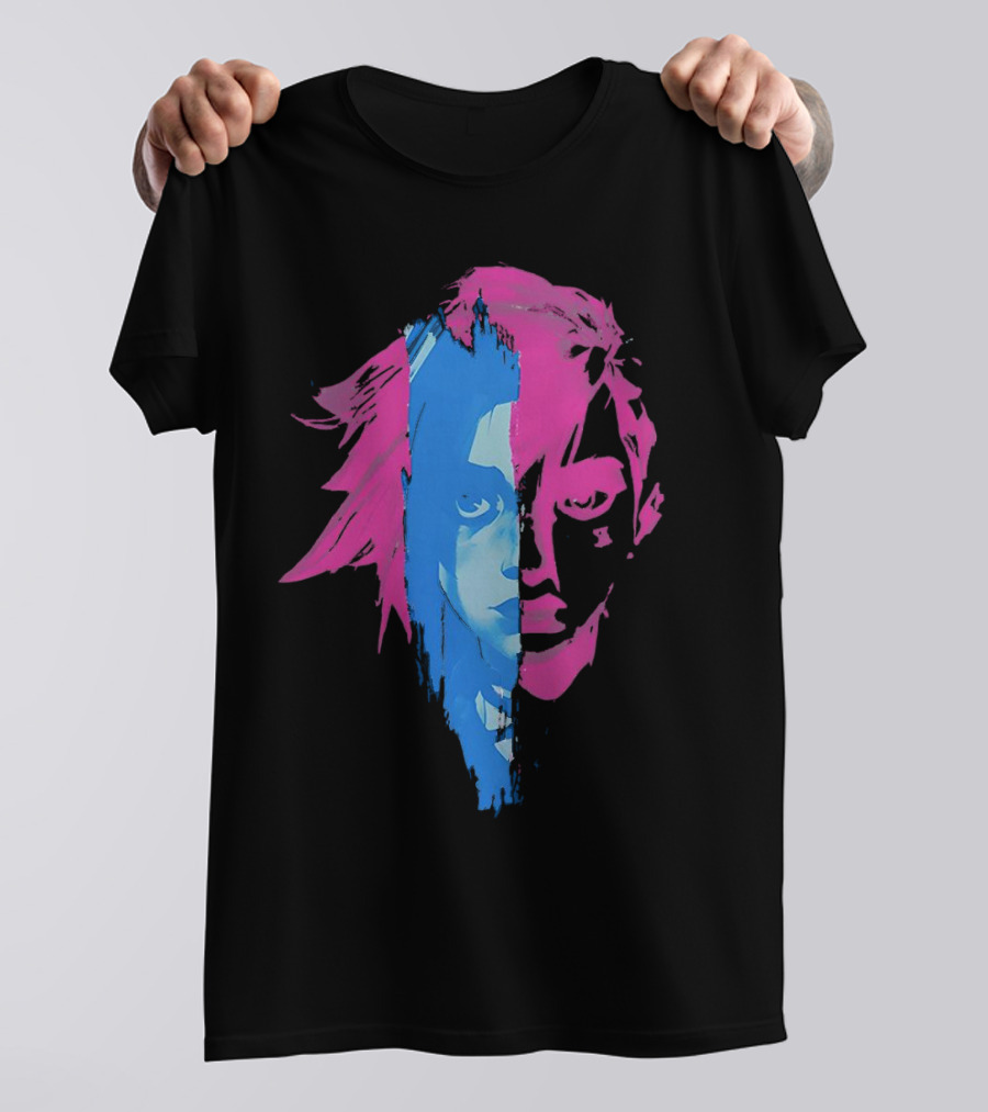 Arcane Vi And Jinx Split Face Blue And Pink T-Shirt