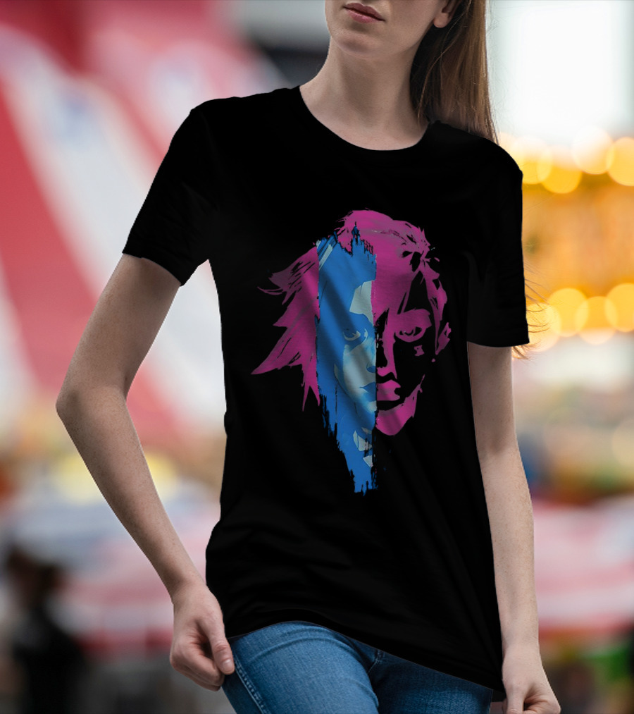 Arcane Vi And Jinx Split Face Blue And Pink T-Shirt