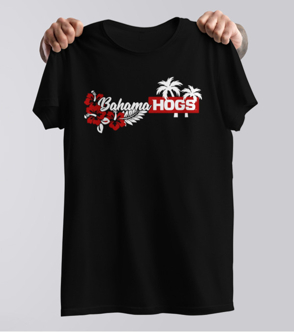 Arkansas Razorbacks Bahama Hogs Tropical Palm Red Flower T-Shirt