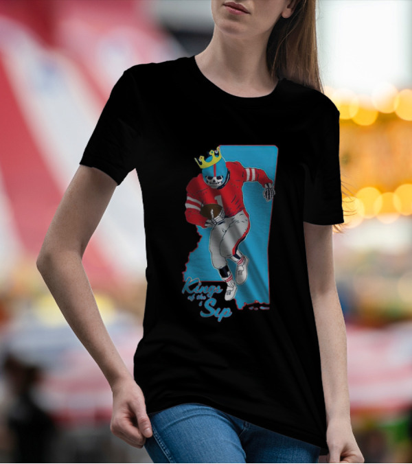 Kings Of The Sip Ole Miss Skeleton Football King T-Shirt