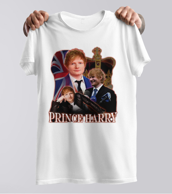Prince Harry Ed Sheeran Union Jack Crown T-Shirt