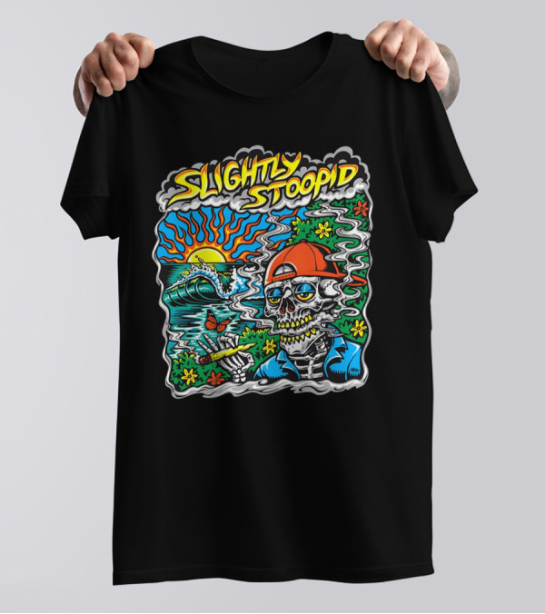 Slightly Stoopid Sun Surf Skeleton Smoke Wake And Bake T-Shirt