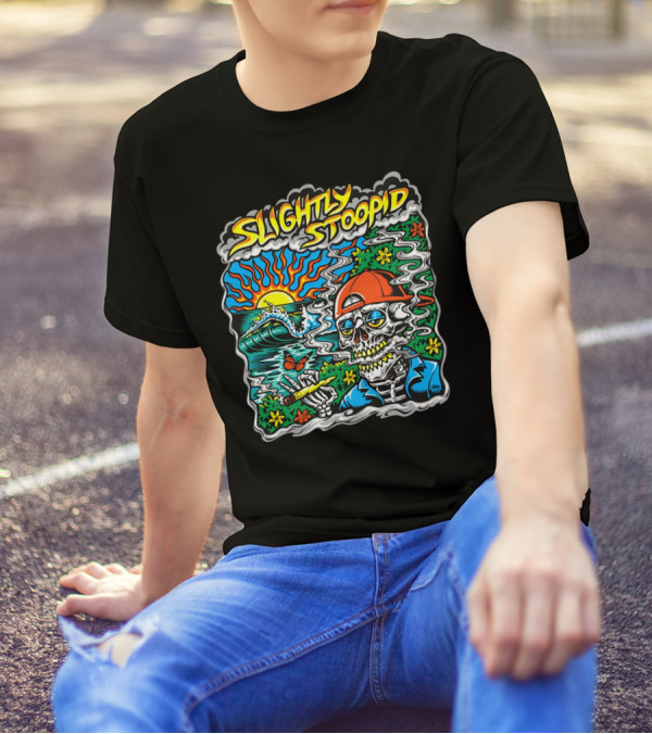 Slightly Stoopid Sun Surf Skeleton Smoke Wake And Bake T-Shirt