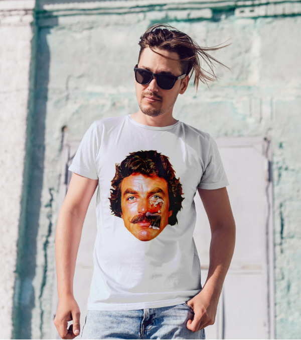 Tom Selleck Mustache Ride Head Portrait With Man T-Shirt