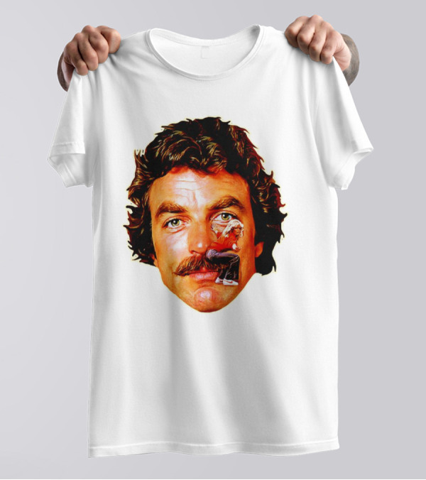 Tom Selleck Mustache Ride Head Portrait With Man T-Shirt