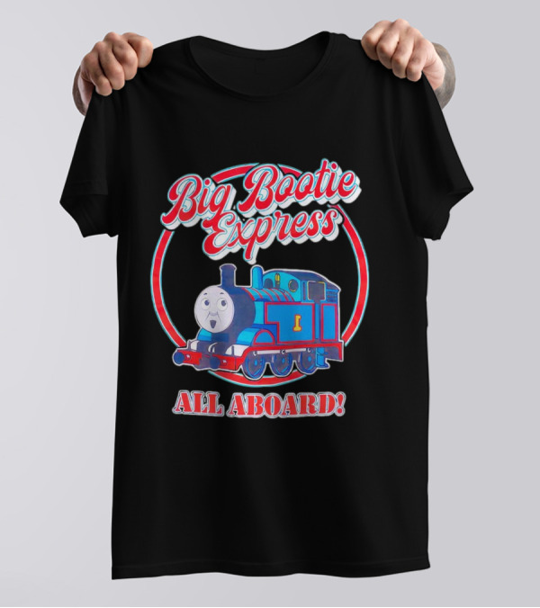 Big Bootie Express All Aboard Train Engine Character T-Shirt