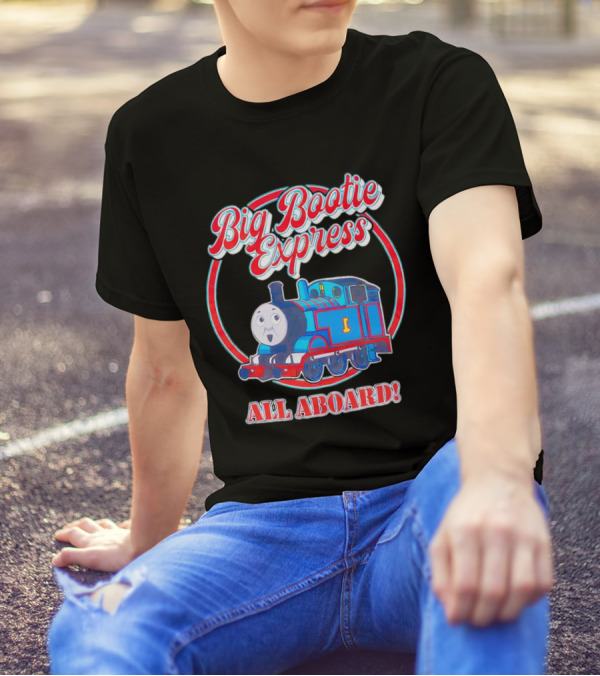 Big Bootie Express All Aboard Train Engine Character T-Shirt