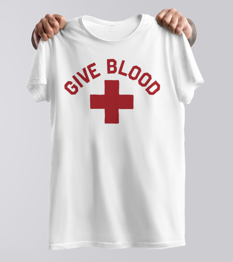 Give Blood Red Cross Text Red T-Shirt