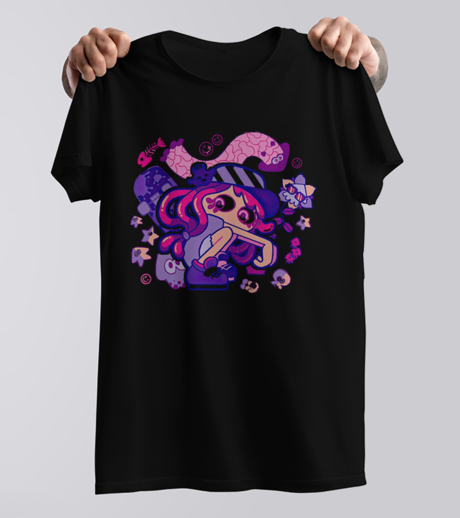 Hotlantis Harmony Splatoon Character Surrounded By Artistic Marine Elements T-Shirt