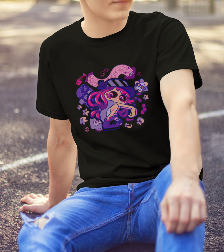 Hotlantis Harmony Splatoon Character Surrounded By Artistic Marine Elements T-Shirt