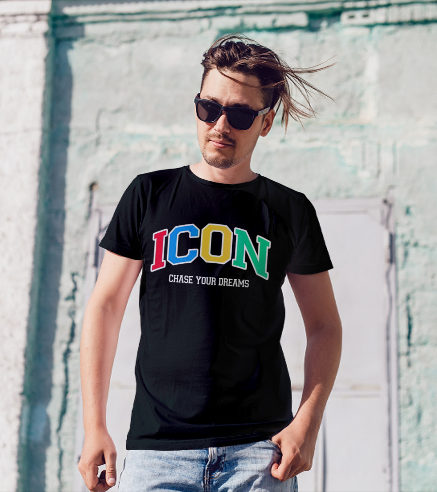 ICON Chase Your Dreams Multicolor Block Letters T-Shirt
