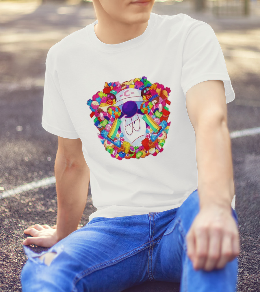 Pelo Overwhelming Sweet Candy Explosion Colorful Sweets Rainbow Lollipops T-Shirt