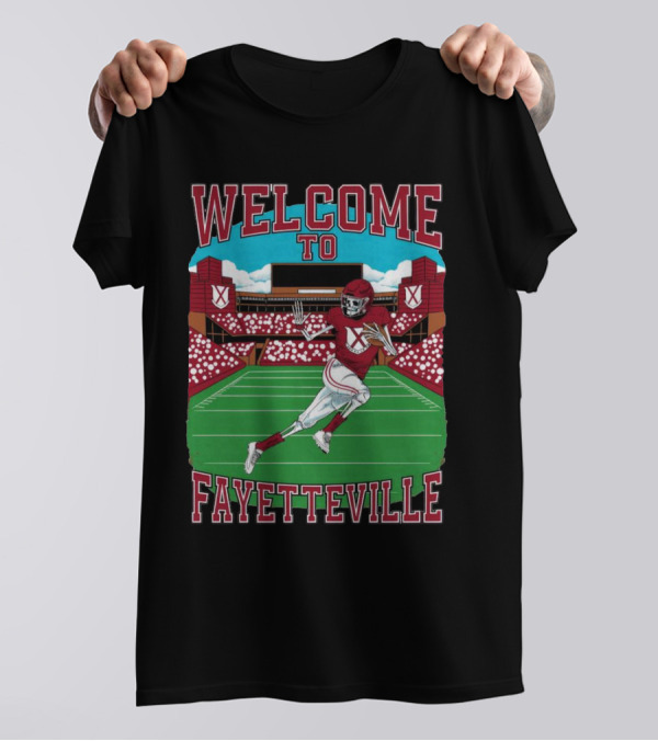 WELCOME TO FAYETTEVILLE FOOTBALL SKELETON STADIUM SCENE T-Shirt