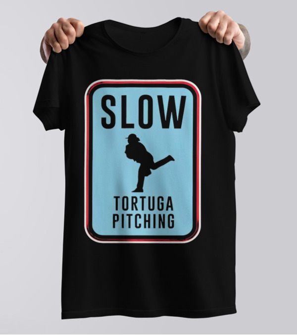 SLOW Tortuga Pitching Sign Baseball T-Shirt