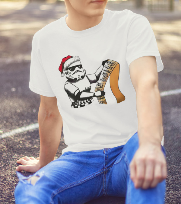 Stormtrooper Santa Naughty Nice List Vader Chewie Holiday Fun T-Shirt