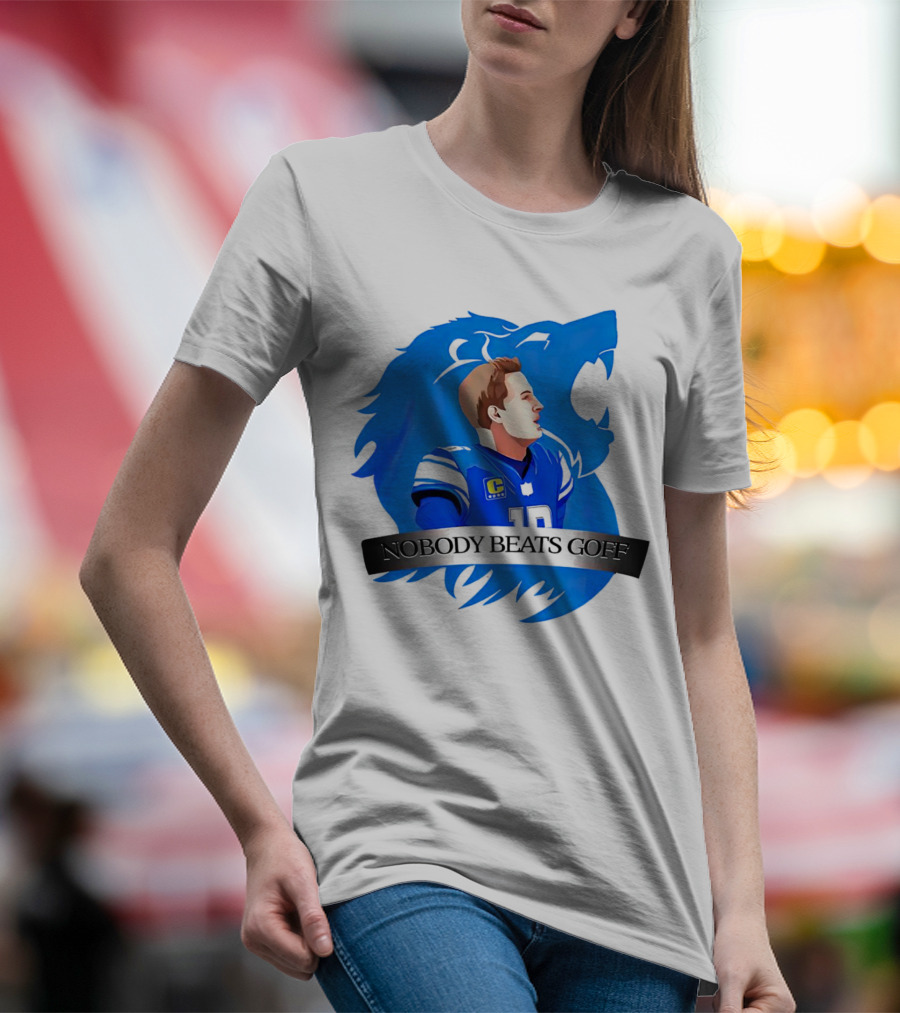 That’s Good Sports Nobody Beats Goff Blue Lion Football Player T-Shirt