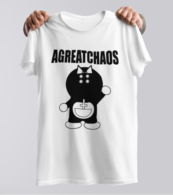 AGREATCHAOS Doraemon Silhouette With Cross T-Shirt