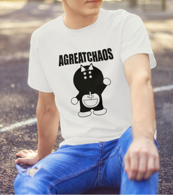AGREATCHAOS Doraemon Silhouette With Cross T-Shirt