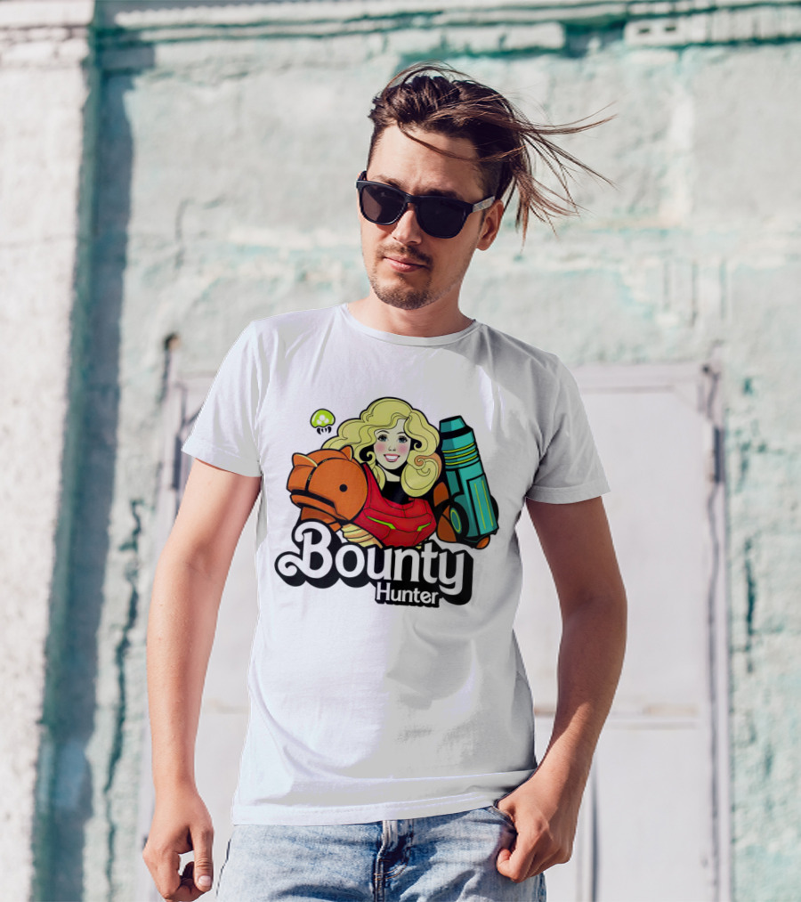 Bounty Hunter Retro Blonde Character With Sci-Fi Armor T-Shirt