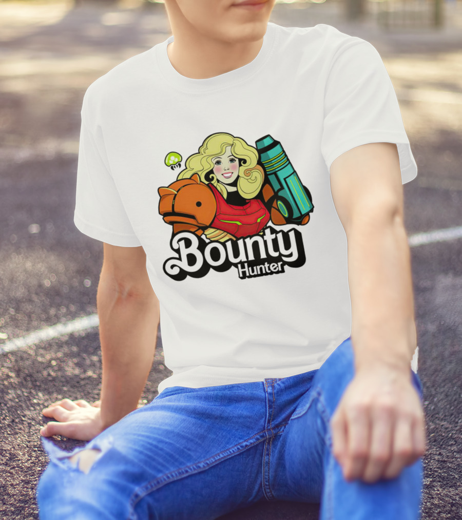 Bounty Hunter Retro Blonde Character With Sci-Fi Armor T-Shirt