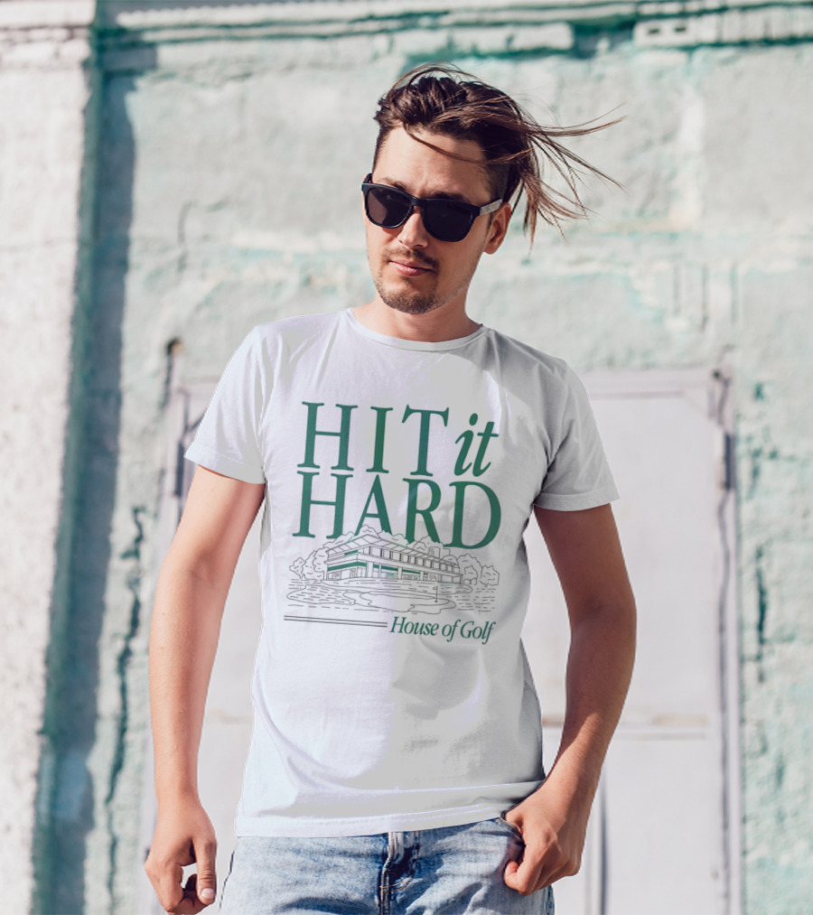 Hit It Hard House Of Golf Sports Building Outline T-Shirt