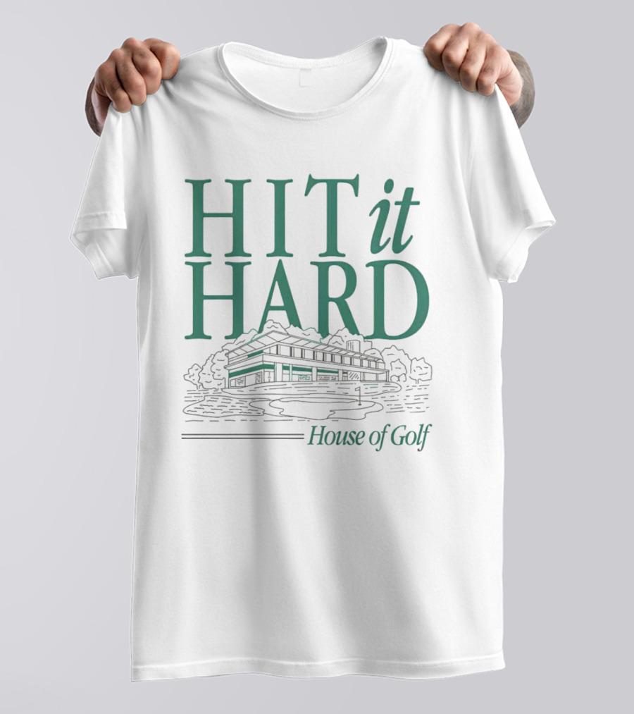 Hit It Hard House Of Golf Sports Building Outline T-Shirt