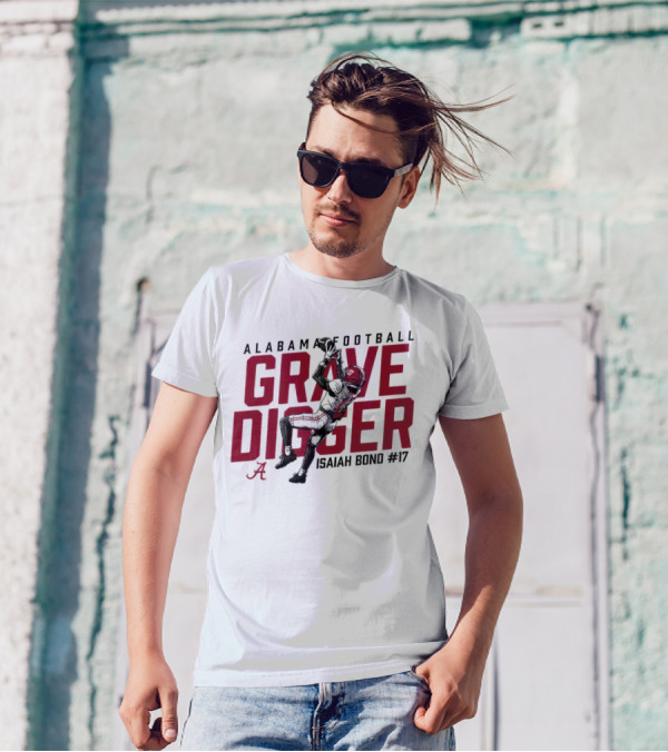Alabama Football Isaiah Bond #17 Grave Digger Crimson Tide T-Shirt