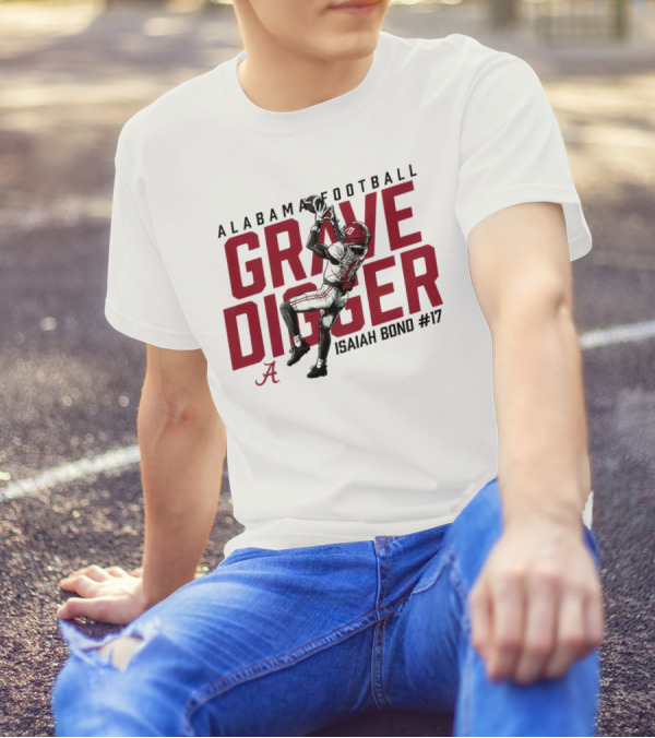 Alabama Football Isaiah Bond #17 Grave Digger Crimson Tide T-Shirt