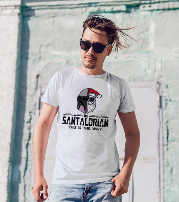 The Santalorian This Is The Way Santa Claus Christmas Helmet Santa Hat T-Shirt