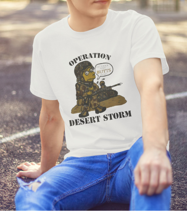 Operation Desert Storm Bart Simpson Let's Kick Butts T-Shirt