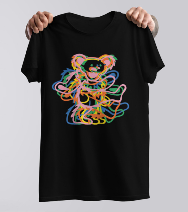 Grateful Dead Colorful Dancing Bear Icon Multicolor Overlay T-Shirt