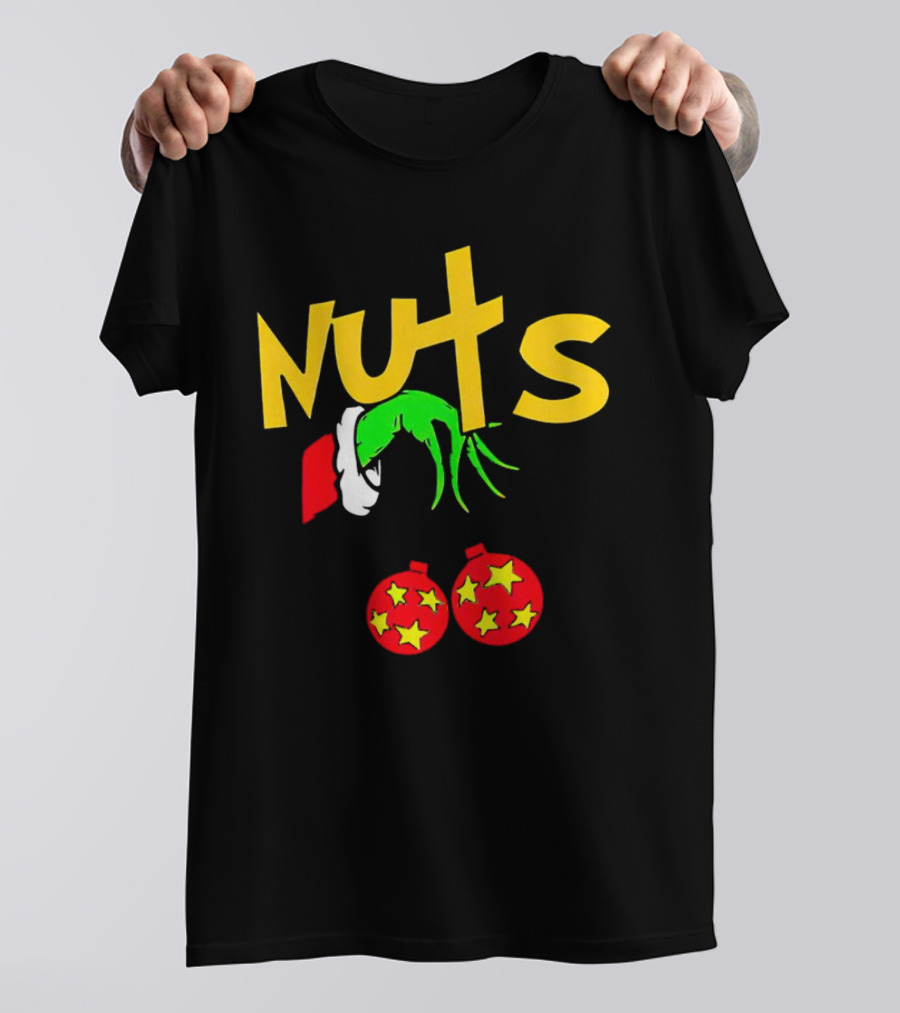 Grinch Nuts Bauble Christmas Santa Hat Holiday Humor T-Shirt