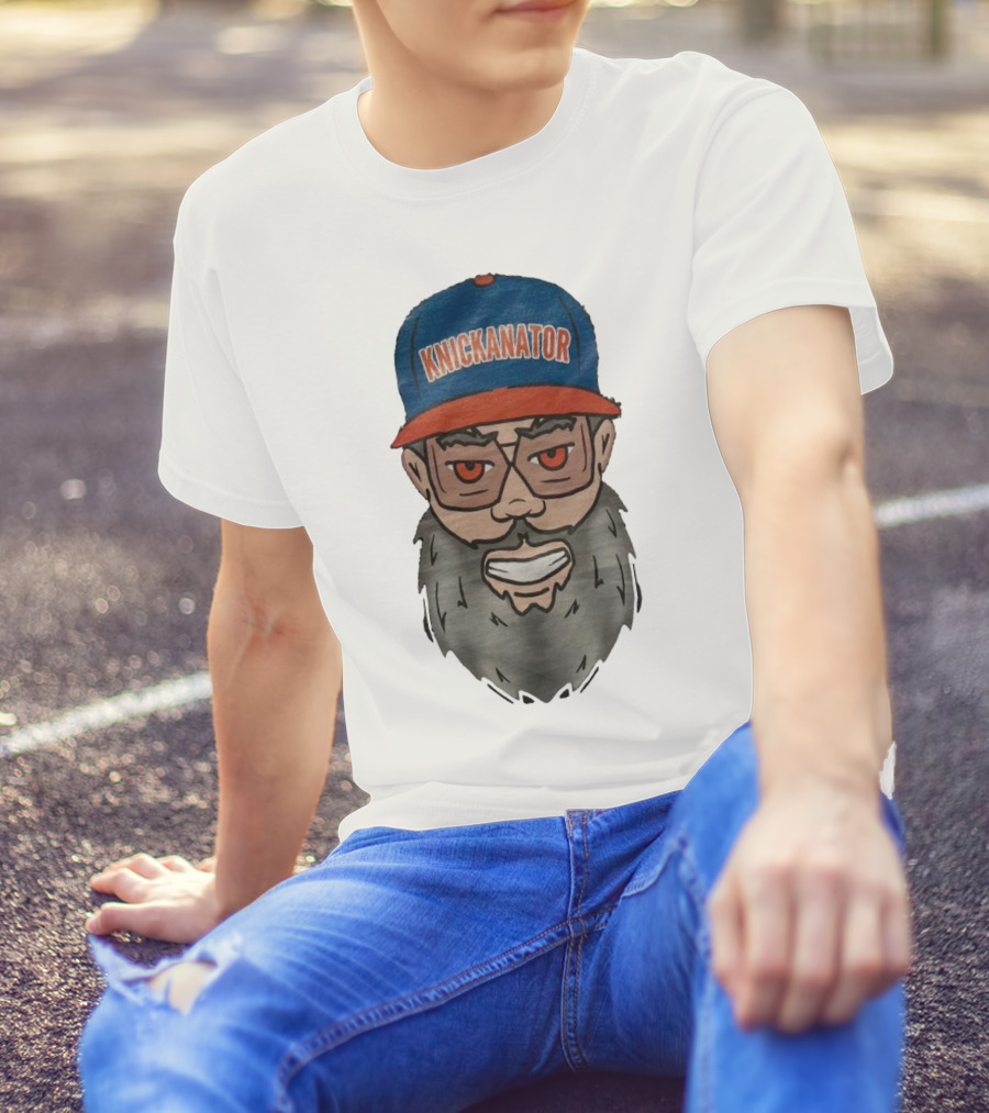 Nickanator New York Knicks Beard Hat Face T-Shirt