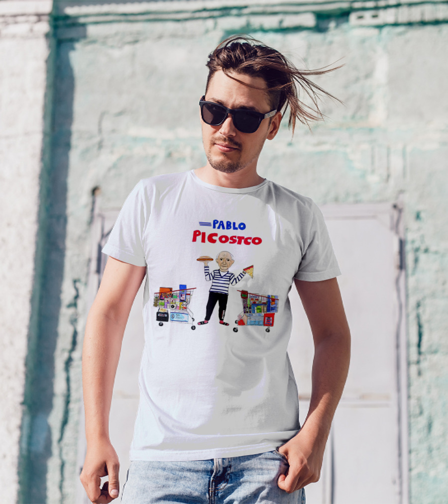 Pablo Picostco Costco Shopping Cart Foodчитывается образ человека с пиццей и бургером T-Shirt