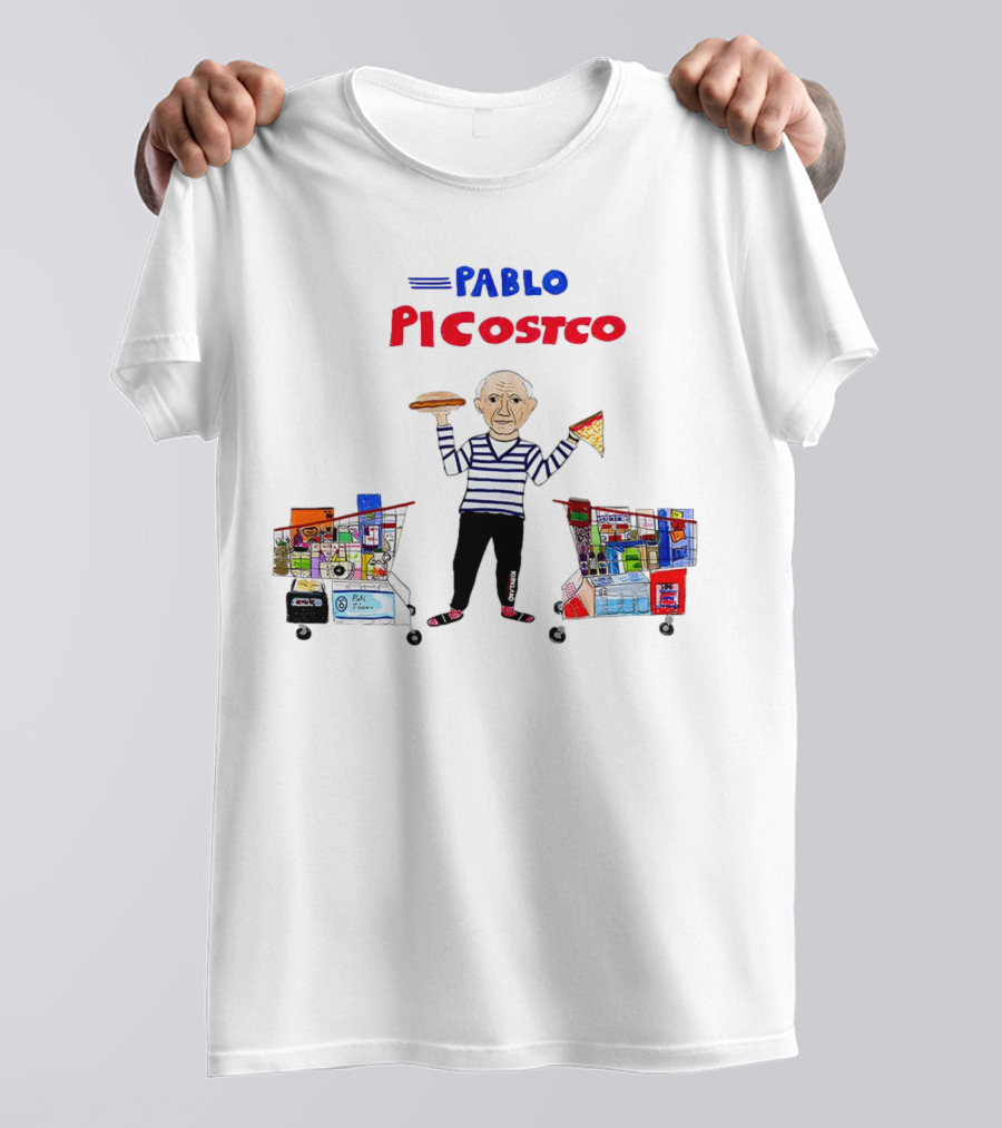 Pablo Picostco Costco Shopping Cart Foodчитывается образ человека с пиццей и бургером T-Shirt