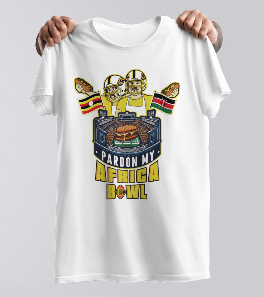 Pardon My Africa Bowl Football Players Burger Stadium Flags T-Shirt