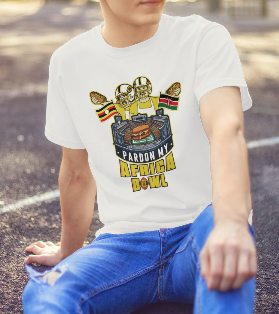 Pardon My Africa Bowl Football Players Burger Stadium Flags T-Shirt