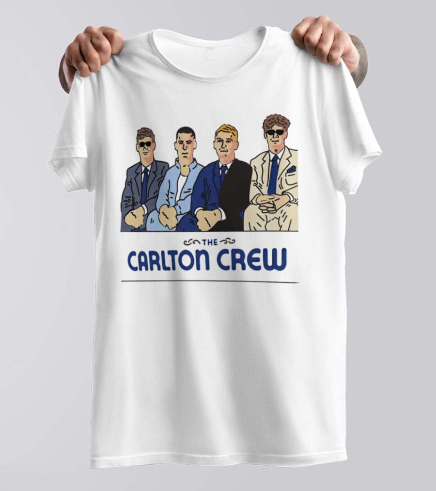 Carlton Crew Cartoon Characters In Suits And Sunglasses T-Shirt