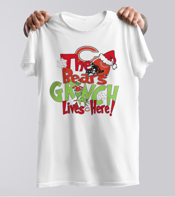 Chicago Bears Grinch Lives Here Christmas Football T-Shirt