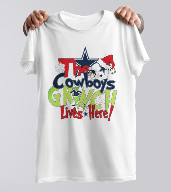 The Dallas Cowboys Grinch Lives Here Christmas T-Shirt