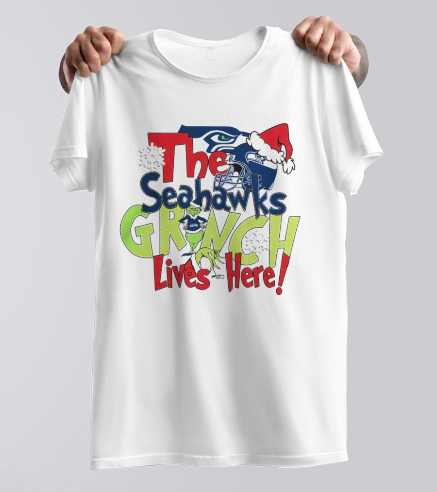 The Seattle Seahawks Grinch Lives Here Christmas T-Shirt
