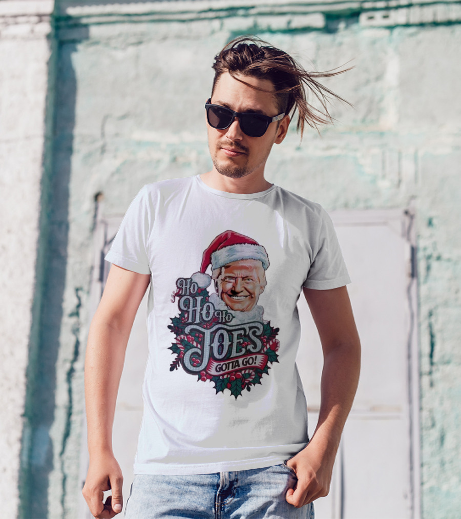 Ho Ho Ho Joes Gotta Go Trump Christmas Santa Hat Candy Canes T-Shirt
