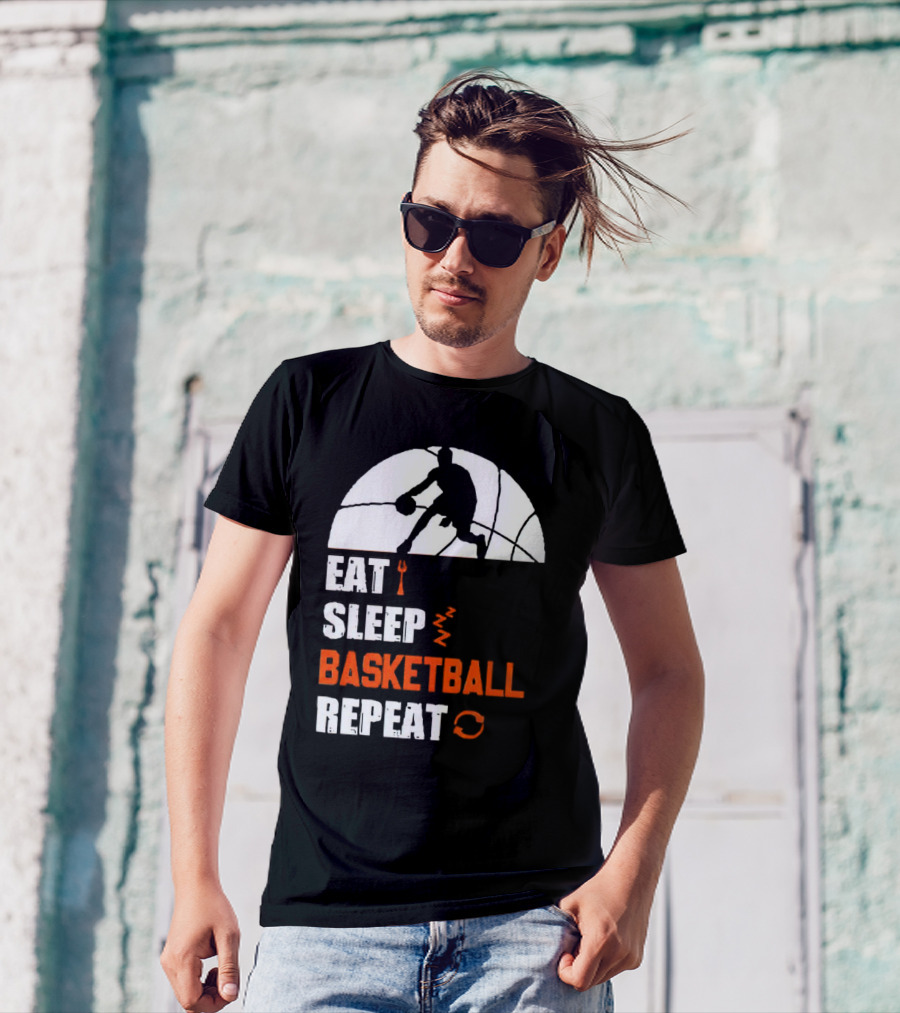 Eat Sleep Basketball Repeat Player Silhouette Ball T-Shirt