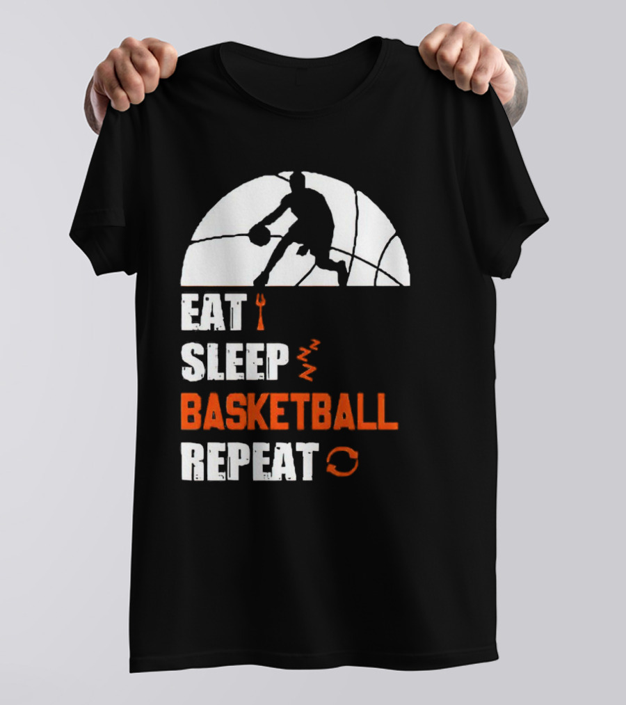 Eat Sleep Basketball Repeat Player Silhouette Ball T-Shirt