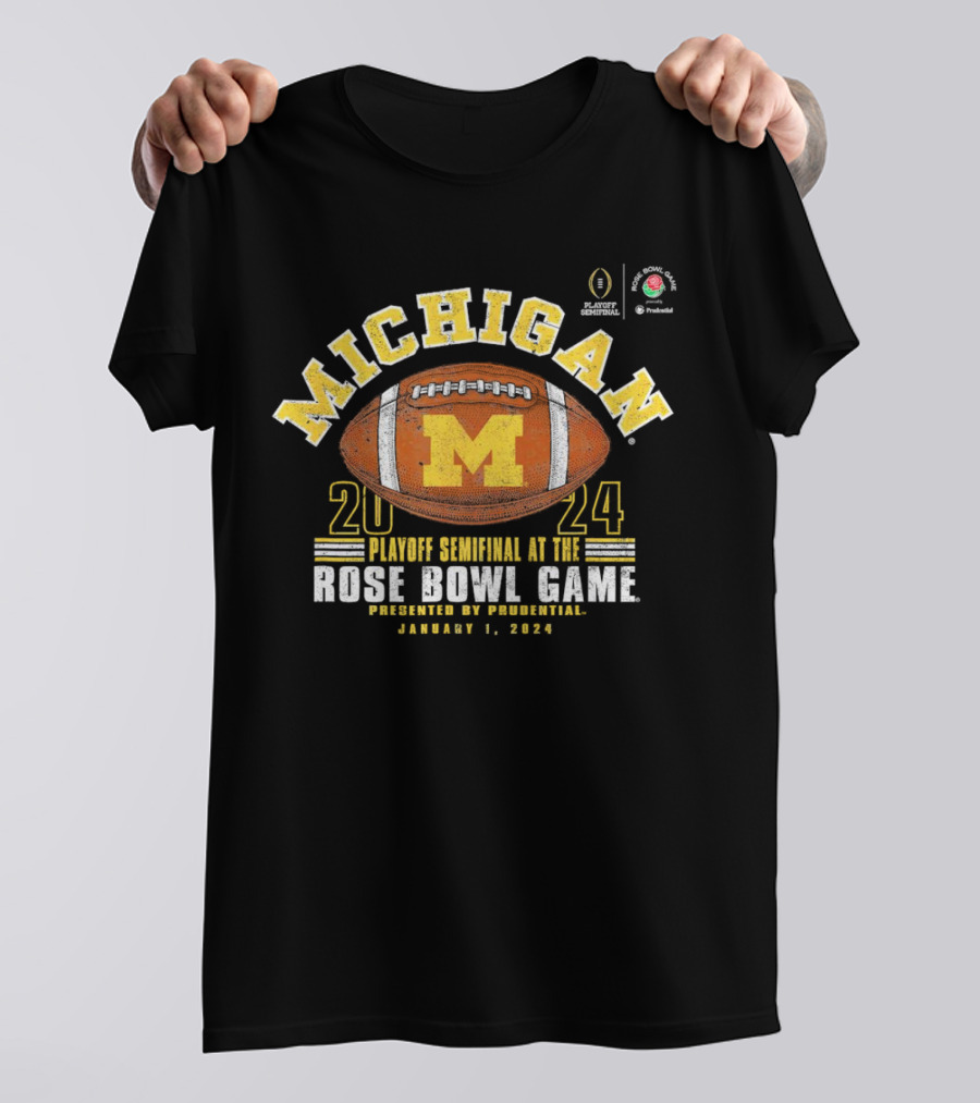 Michigan Wolverines 2024 Rose Bowl Playoff Semifinal Game Presented By Prudential January 1, T-Shirt